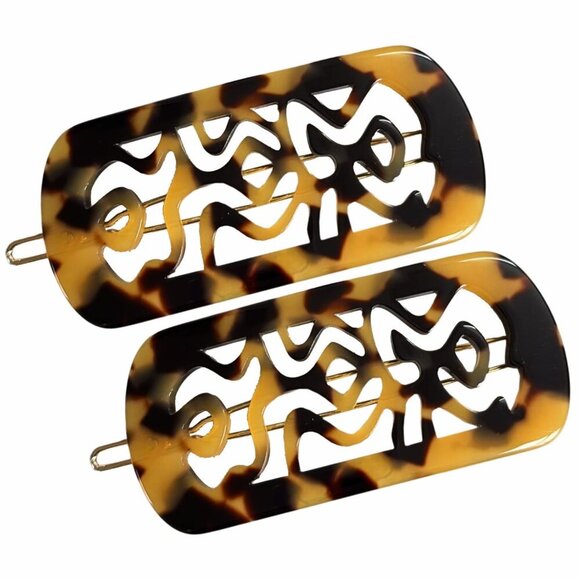 Celluloid Hair Clips 2 ¼” Handmade Snap French Style Tortoise Pattern